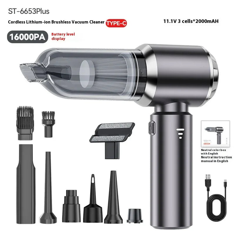 Aspirateur Portable Sans Fil 3-en-1 – Soufflage, Aspiration & Dépoussiérage Gun Gray English Packaging ASTRA 4U